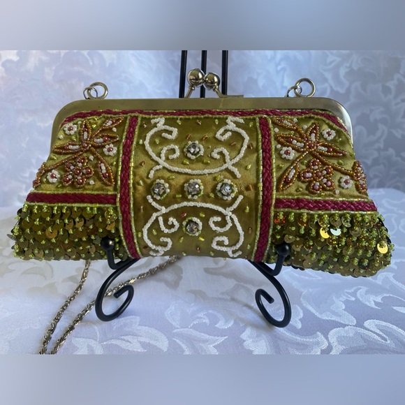 Vintage 80s Beaded Boho Crossbody Purse, Great Condition - Picture 2 of 8